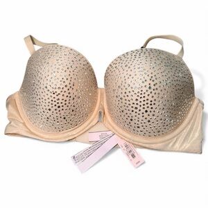 VICTORIA’S SECRET Rhinestone Sparkly Dream Angels Lined Demi Size 34DD Brand New